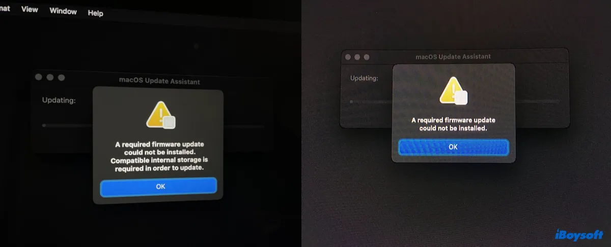 A required firmware update could not be installed when installing macOS Monterey