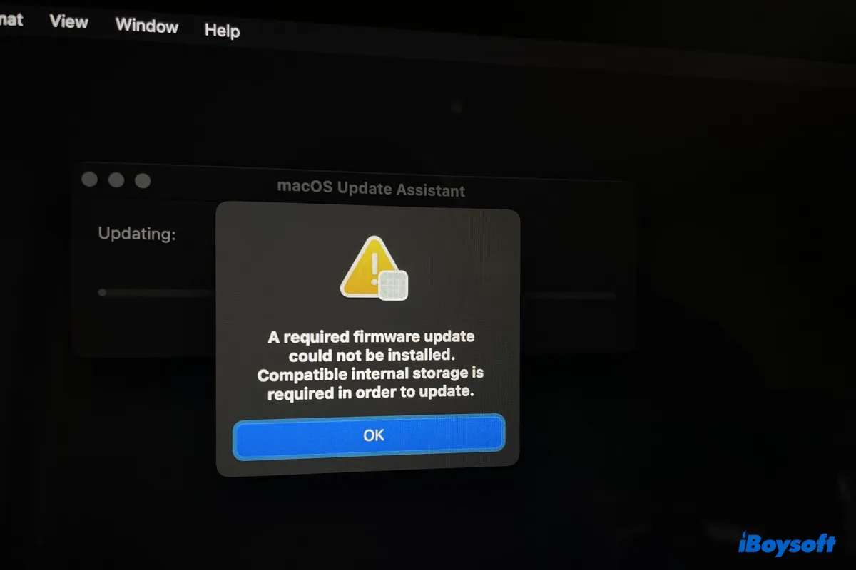 Fix the error that reads a firmware update could not be installed on Mac