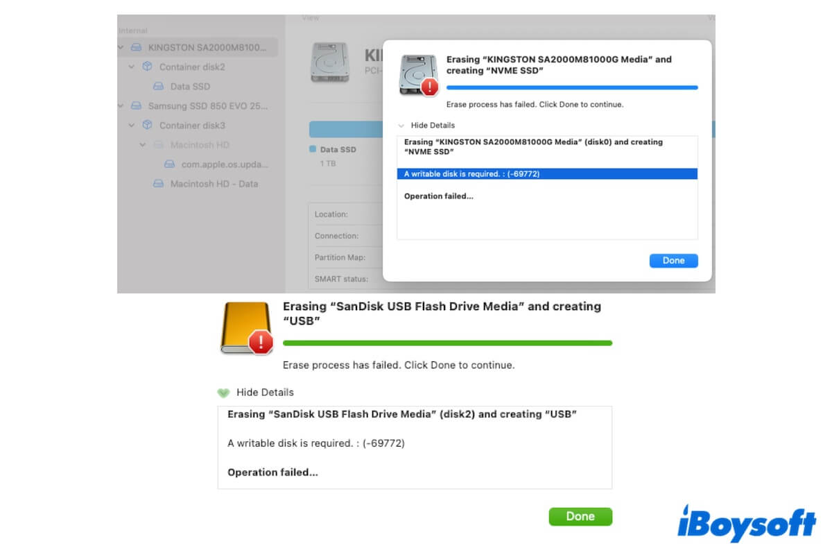 a writable disk is required 69772