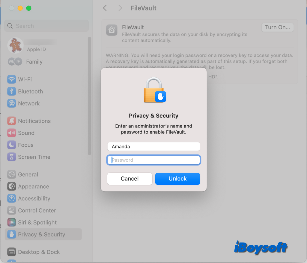 FileVault auf Sonoma aktivieren