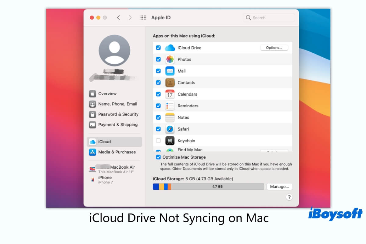 icloud drive pas synchronisé sur mac