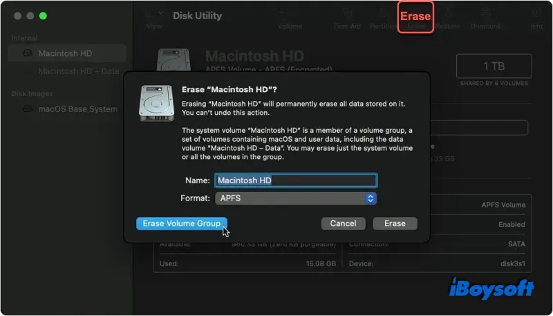 erase Macintosh HD