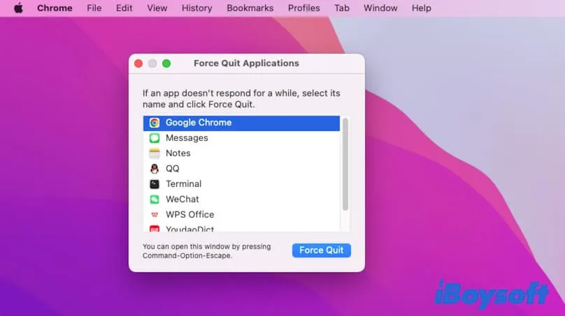 force quit apps on Mac