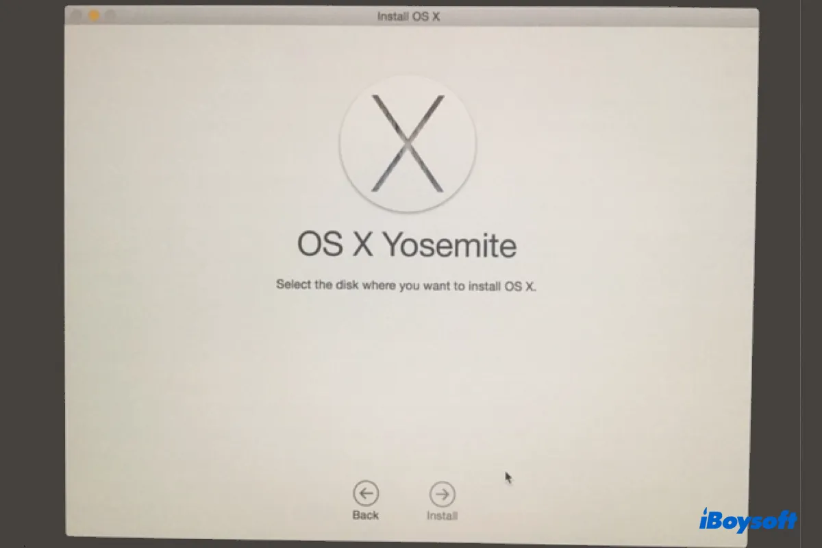 OS Xをインストールするディスクが見つかりません