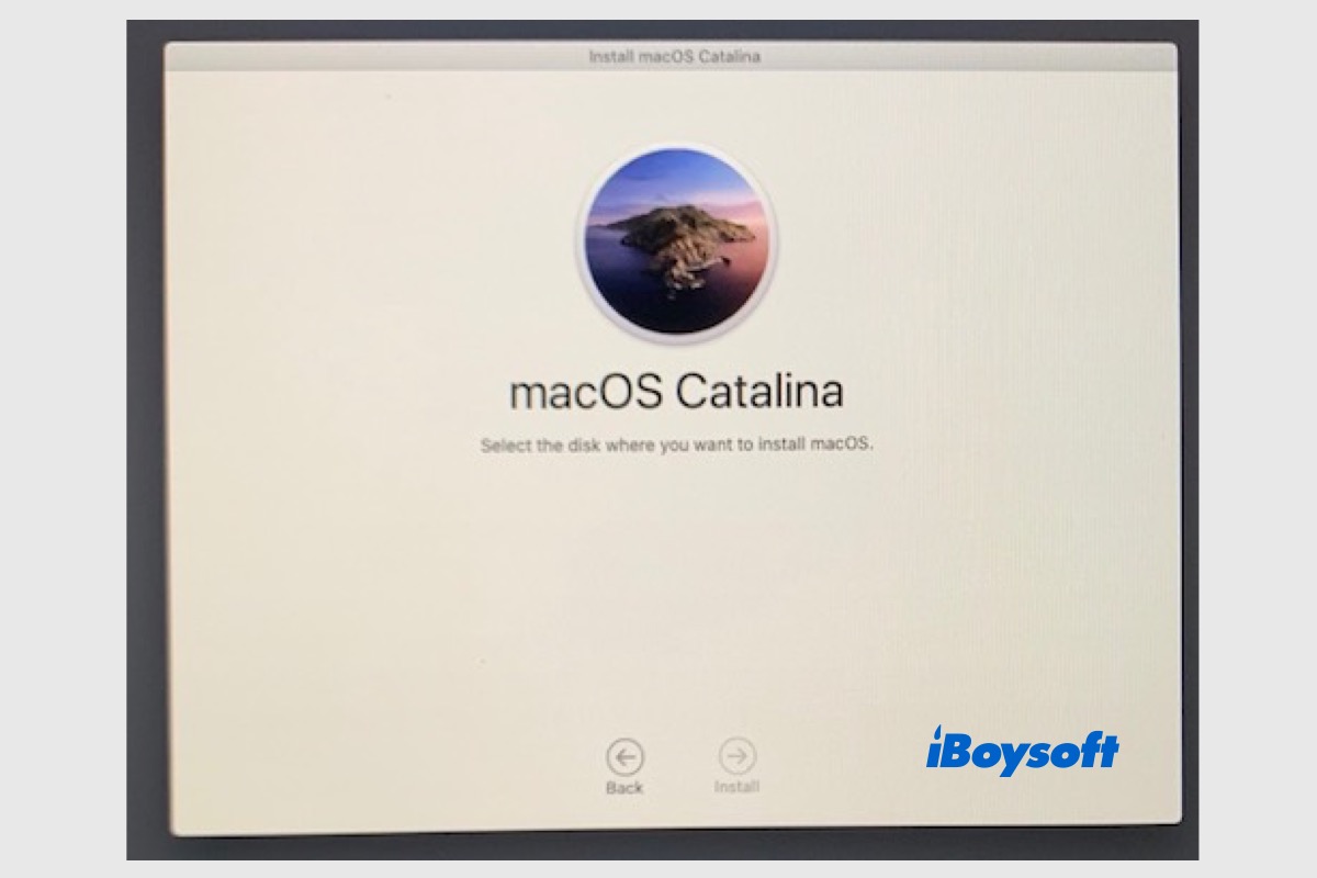 sélectionnez le disque où installer macos vide