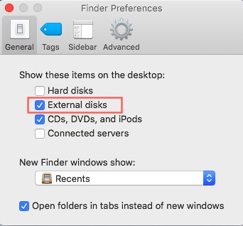 Mostrar cartão SD no desktop do Mac