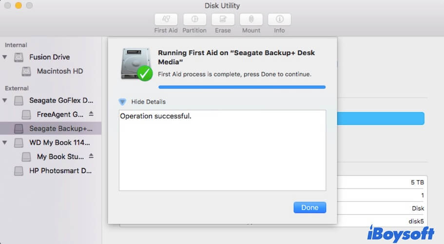 executar verificação de Primeiros Socorros no disco rígido externo Seagate