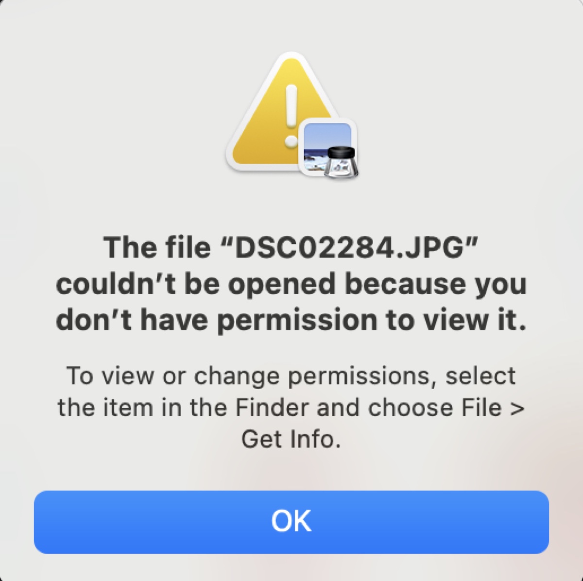 The file couldnt be opened because you dont have permission to view it