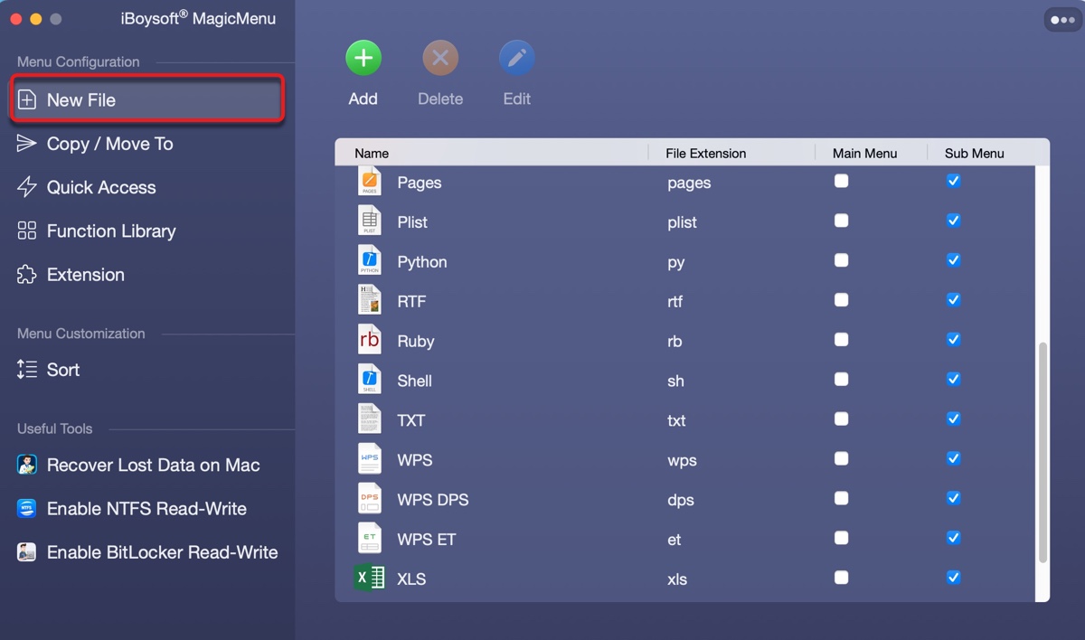 Neues Datei-Kontextmenü auf Mac