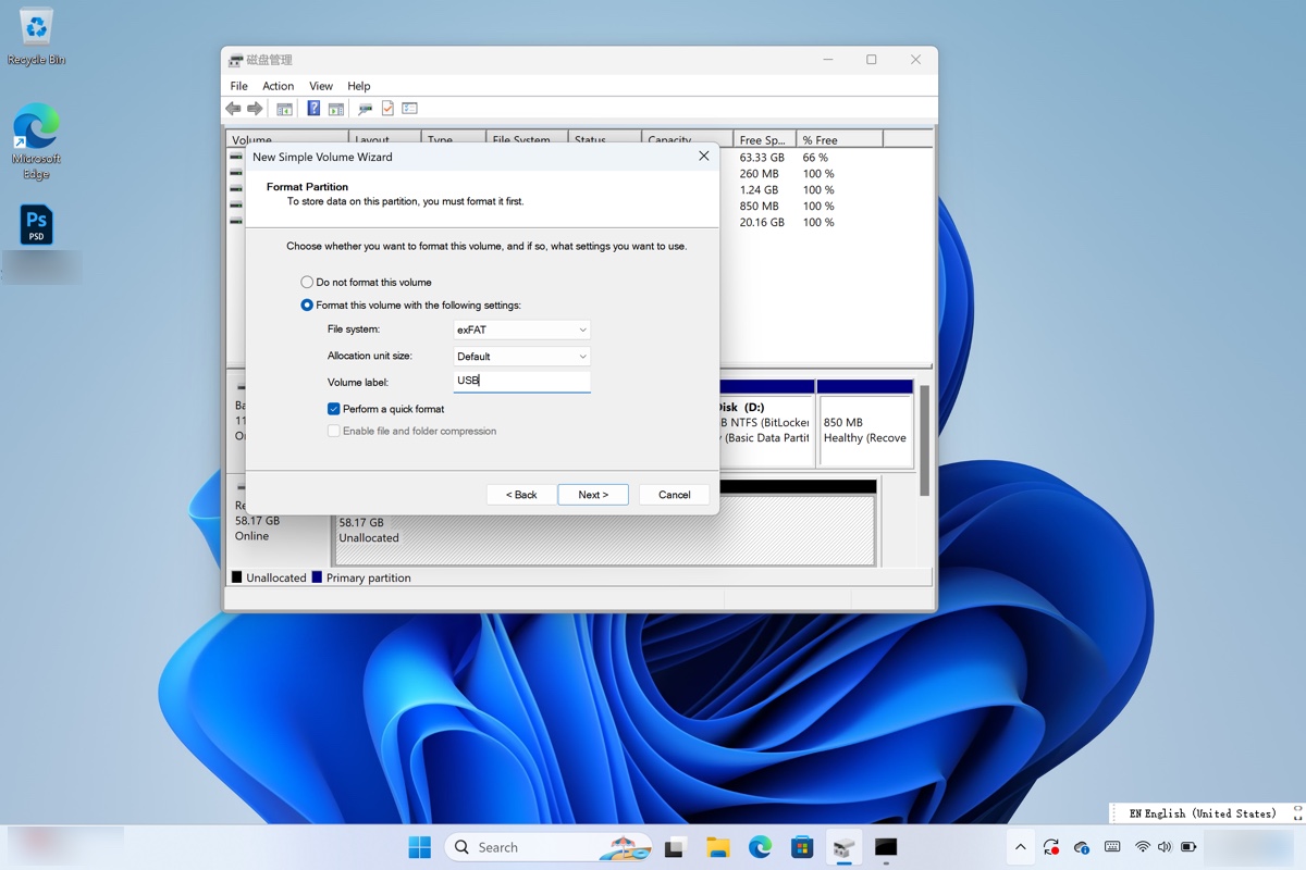 Escolher um sistema de arquivos no Windows