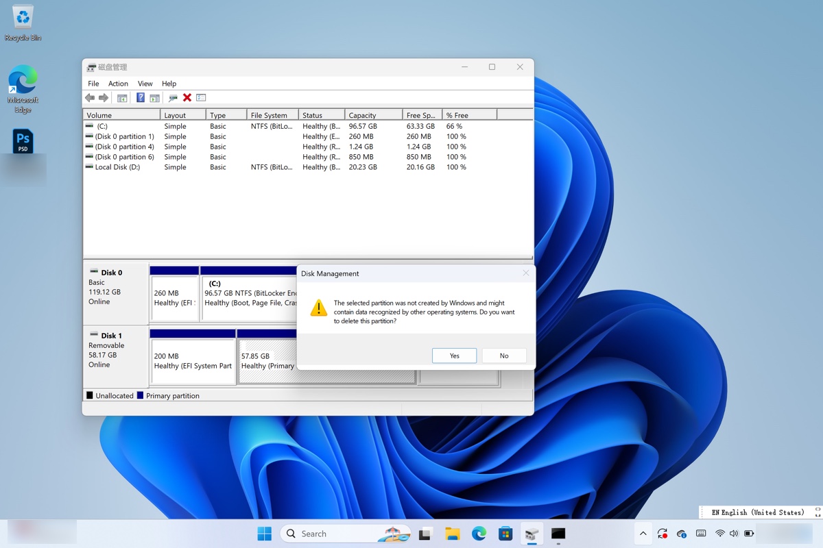 Clique em Sim para confirmar a exclusão