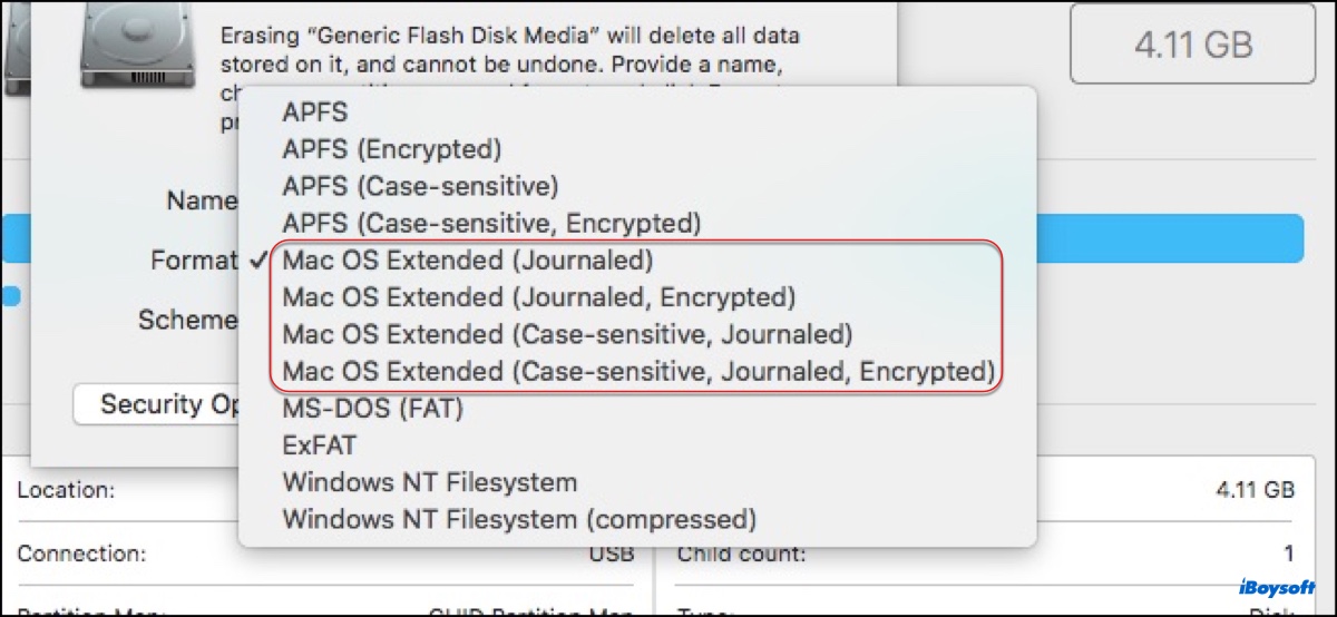 Mac OS Extended Journaled no Utilitário de Disco no macOS Catalina e versões anteriores