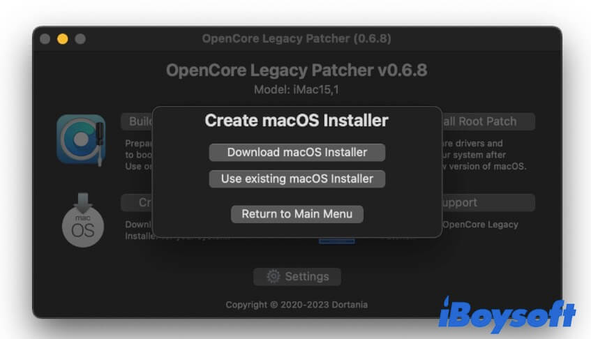Verwendung von OpenCore Legacy Patcher