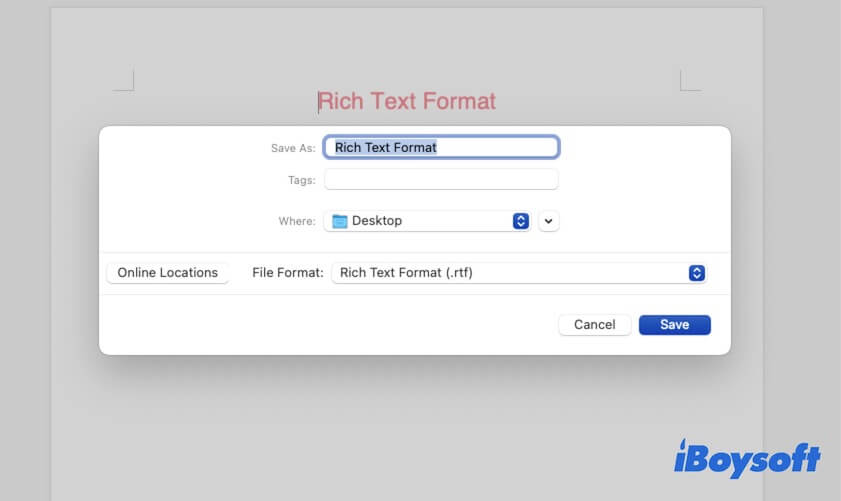 créez un fichier au format Rich Text