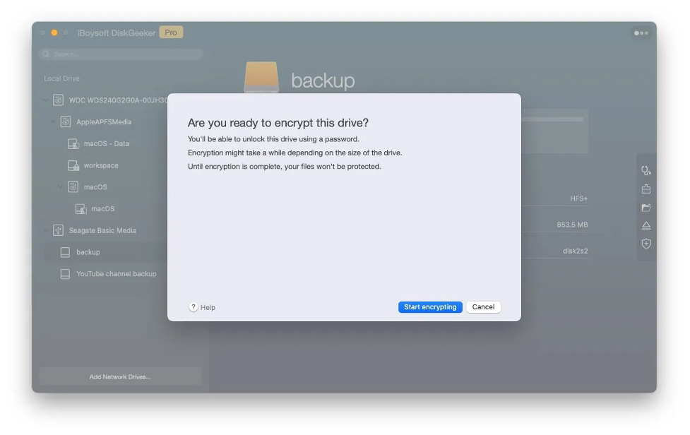 Verschlüsselung starten