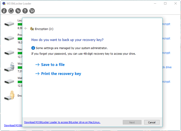 Back up the BitLocker recovery key