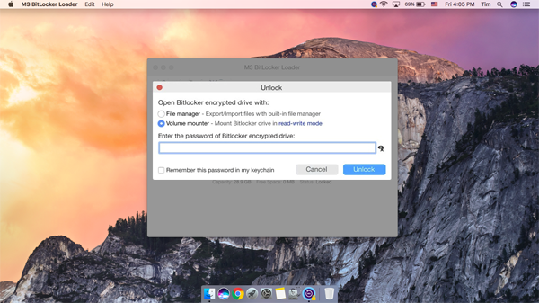 öffnen Sie das mit BitLocker verschlüsselte Festplattenlaufwerk auf dem Mac