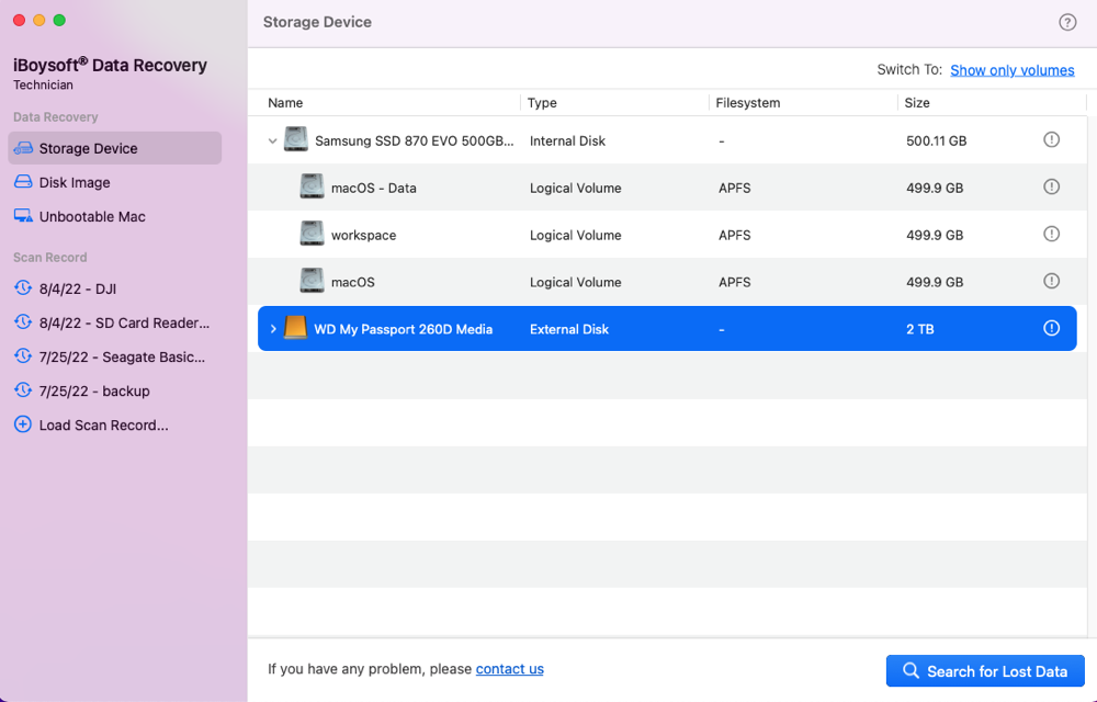 Recuperar datos perdidos de un disco duro externo de WD en Mac