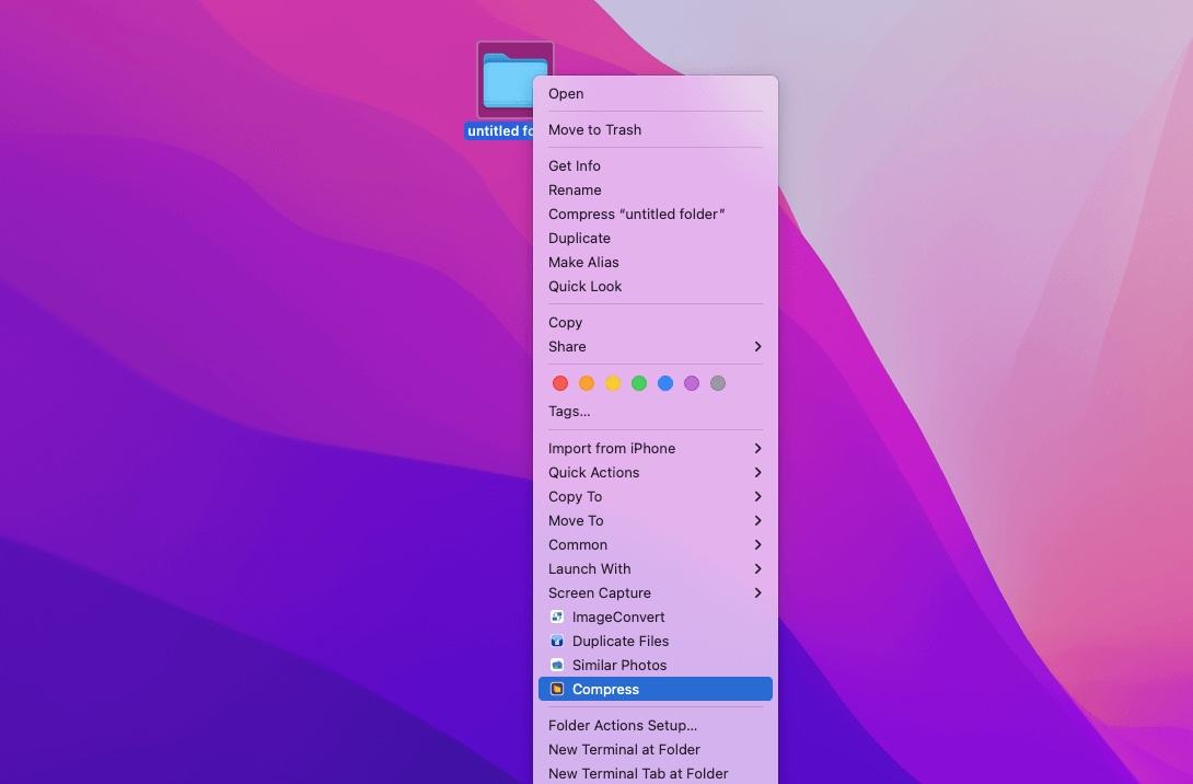 compress a folder with iBoysoft MagicMenu