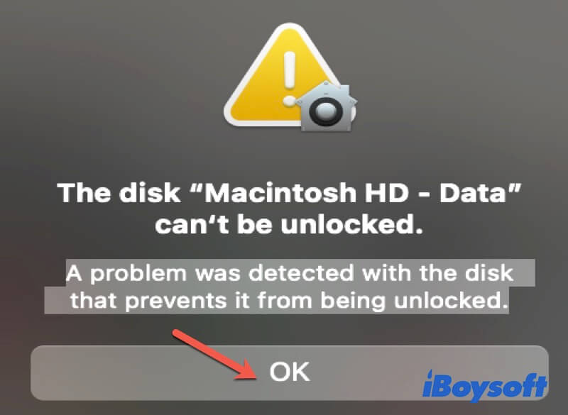 Macintosh HD Daten reparieren die nicht entsperrt werden können