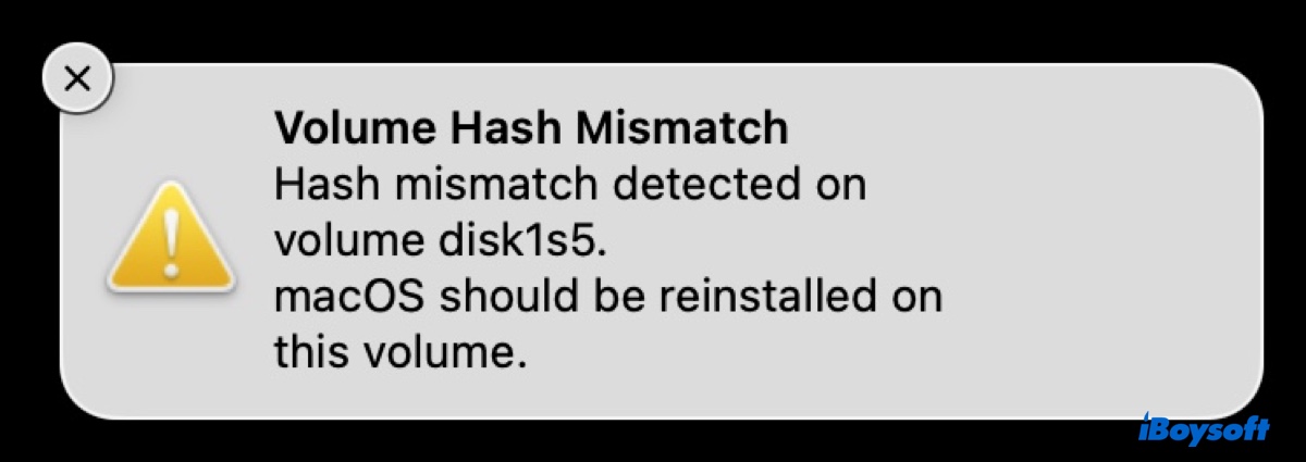 Hash Abweichung auf Volume auf macOS Monterey