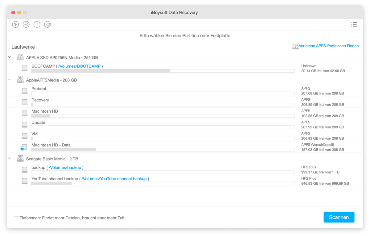 Starten Sie iBoysoft Data Recovery für Mac