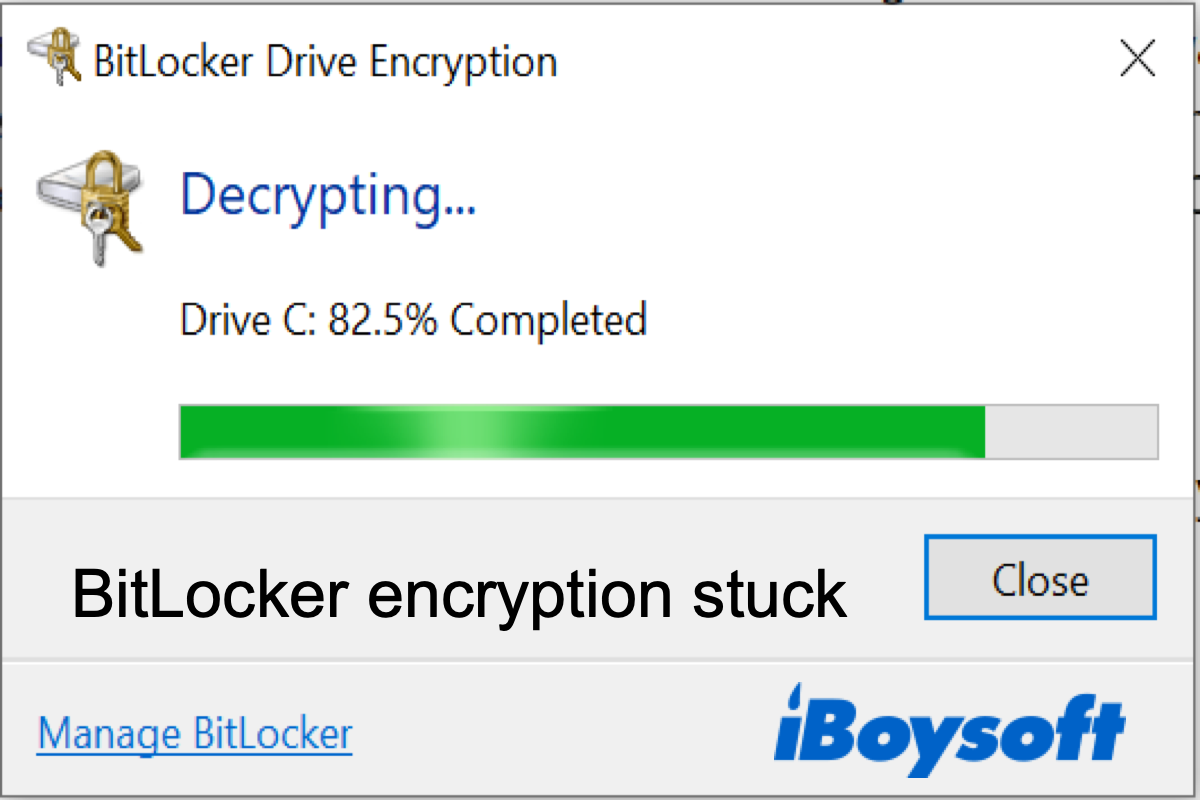 BitLockerの解除が進行しない