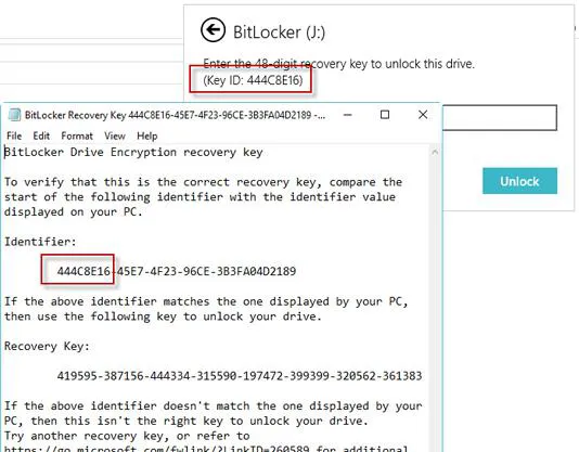 ID de la clave de recuperación de BitLocker