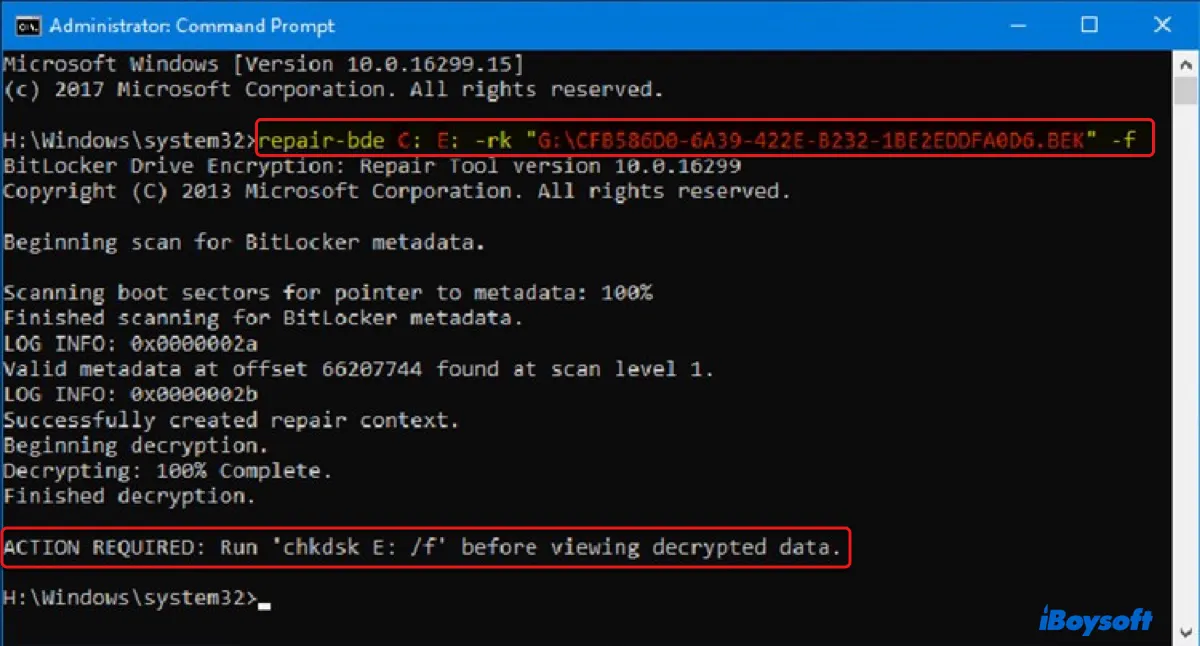 Como usar a Ferramenta de Reparo do BitLocker no Windows com o caminho do arquivo de chave de recuperação do BitLocker