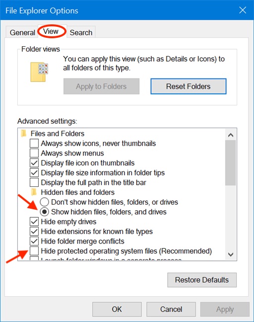 the View tab in Windows 10 and 11