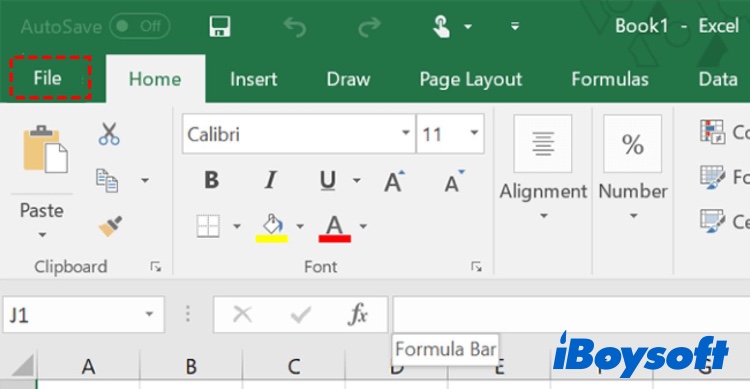 File tab in Excel