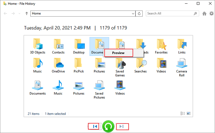 Utilize the File History on a Windows computer