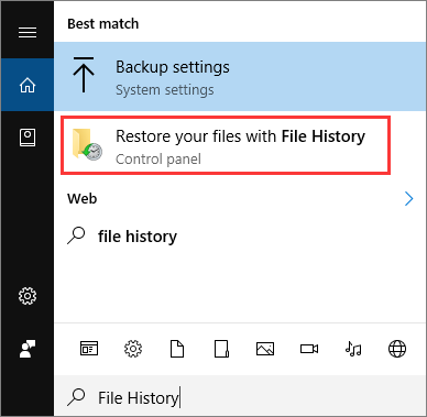 Utilisez l'historique des fichiers sur un ordinateur Windows