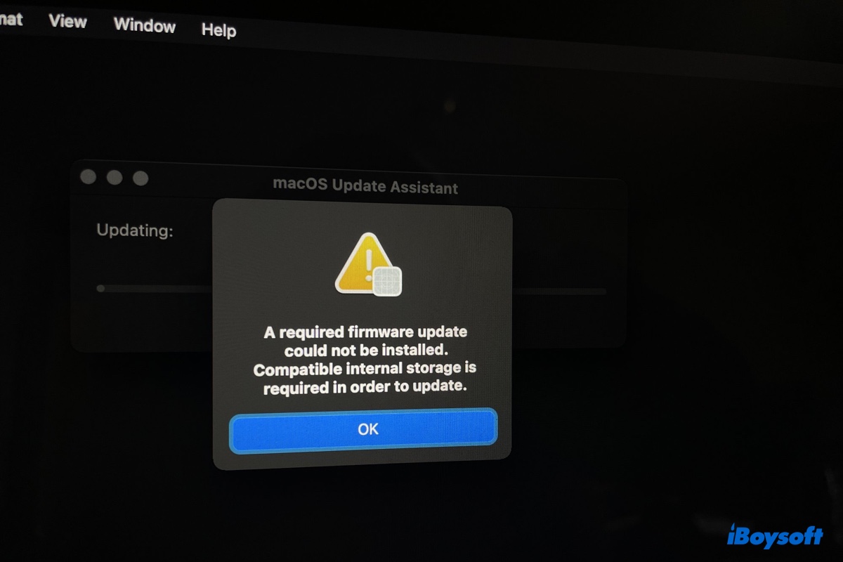 Fix the error that reads a firmware update could not be installed on Mac
