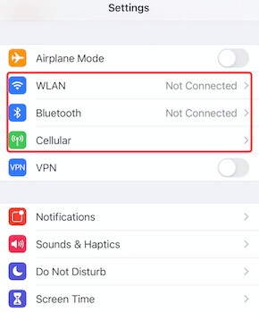 Verificar Bluetooth y WiFi en iPhone
