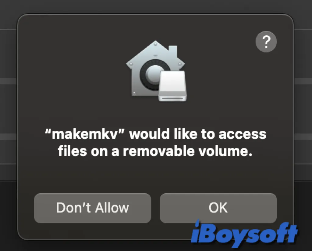 Macでリムーバブルボリュームへのアクセスを許可