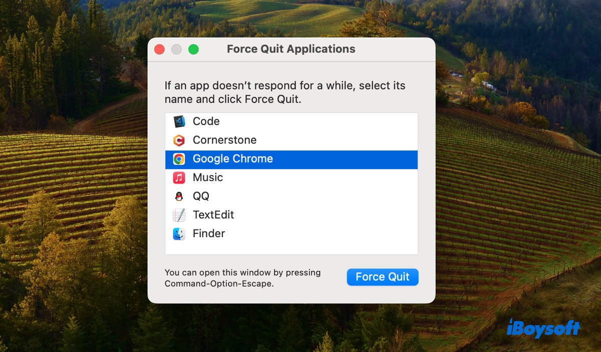 Force quit frozen apps on macOS Sonoma