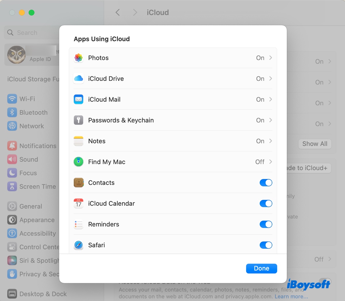 Resycn apps with iCloud if they are not working on macOS Sonoma