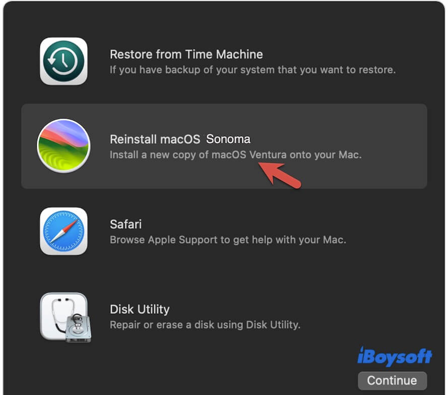 réinstaller macOS Sonoma en mode de récupération