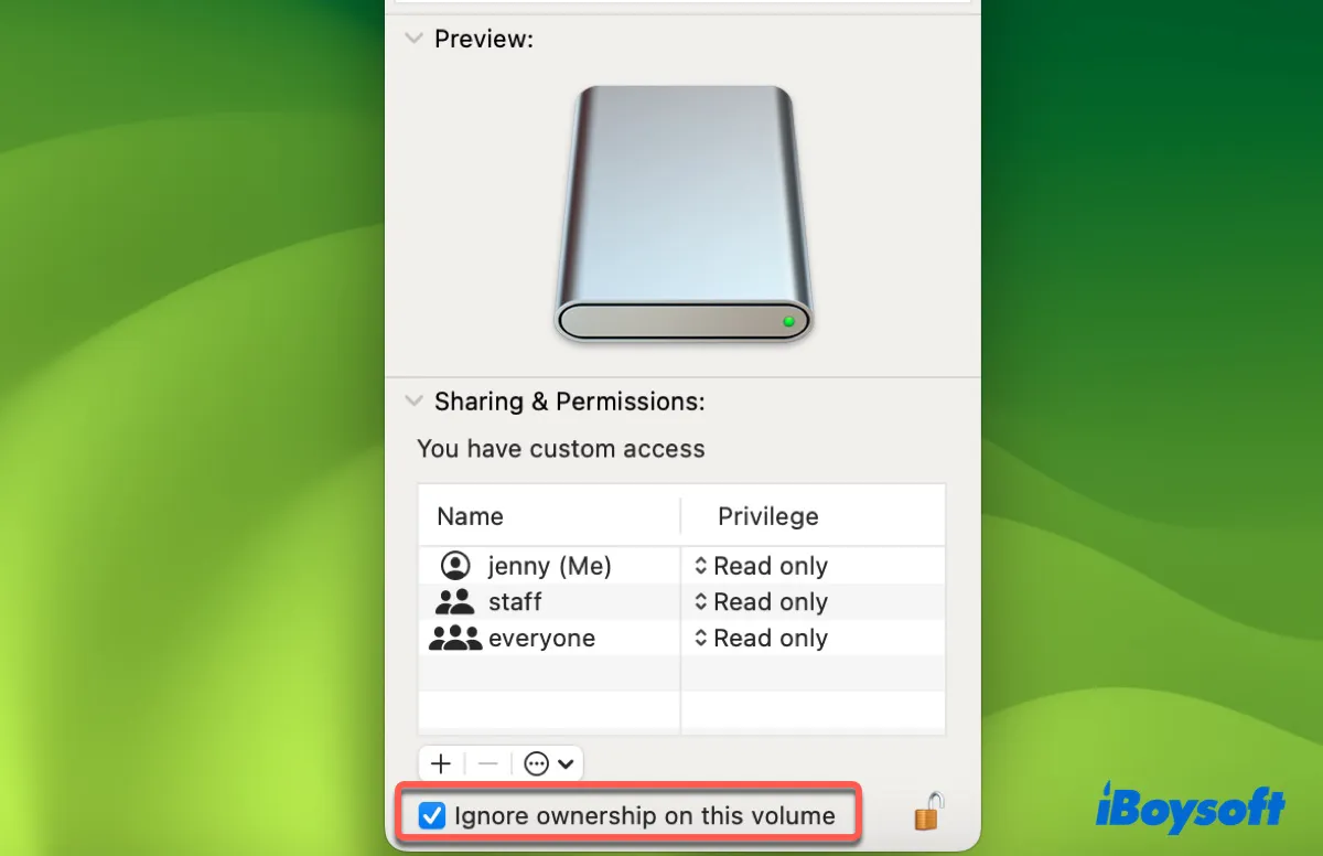 Ignorar a propriedade no USB inicializável no Mac