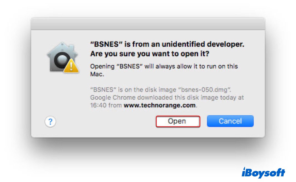 Allow your Mac to open apps from unidentified developers