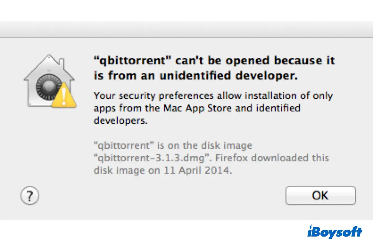 Fix the error cannot be opened because it is from an unidentified developer on Mac