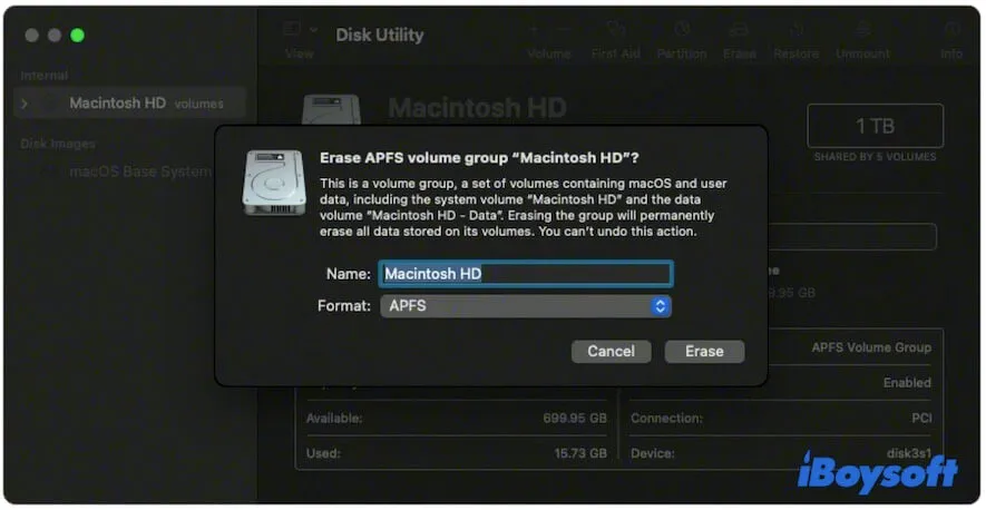 effacer Macintosh HD