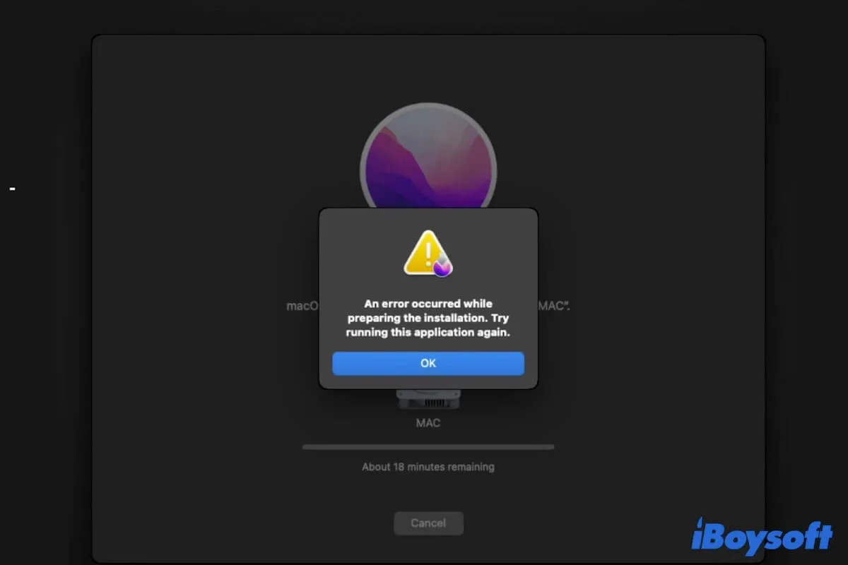 macOS kann nach dem Löschen nicht neu installiert werden