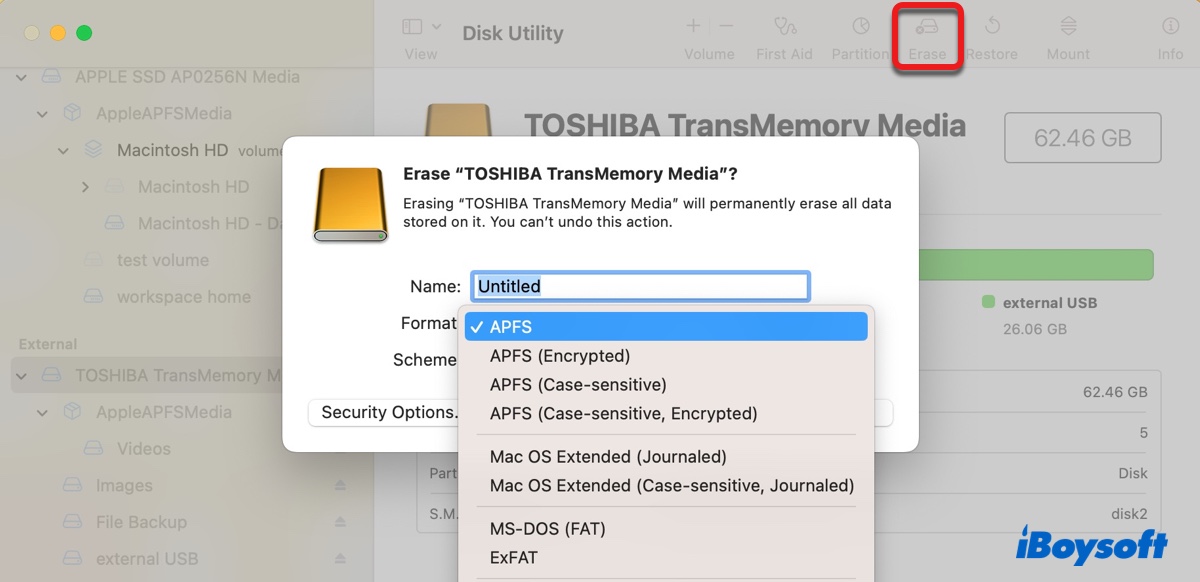 Formatieren Sie Ihre externe Festplatte auf dem Mac