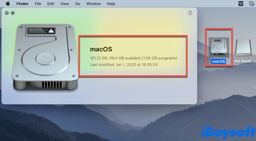 check free disk space on Mac using Finder
