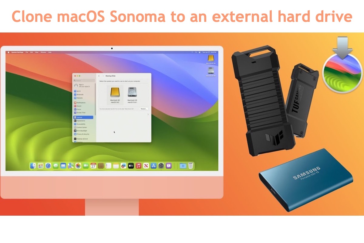 how to clone macOS Sonoma to an external hard drive