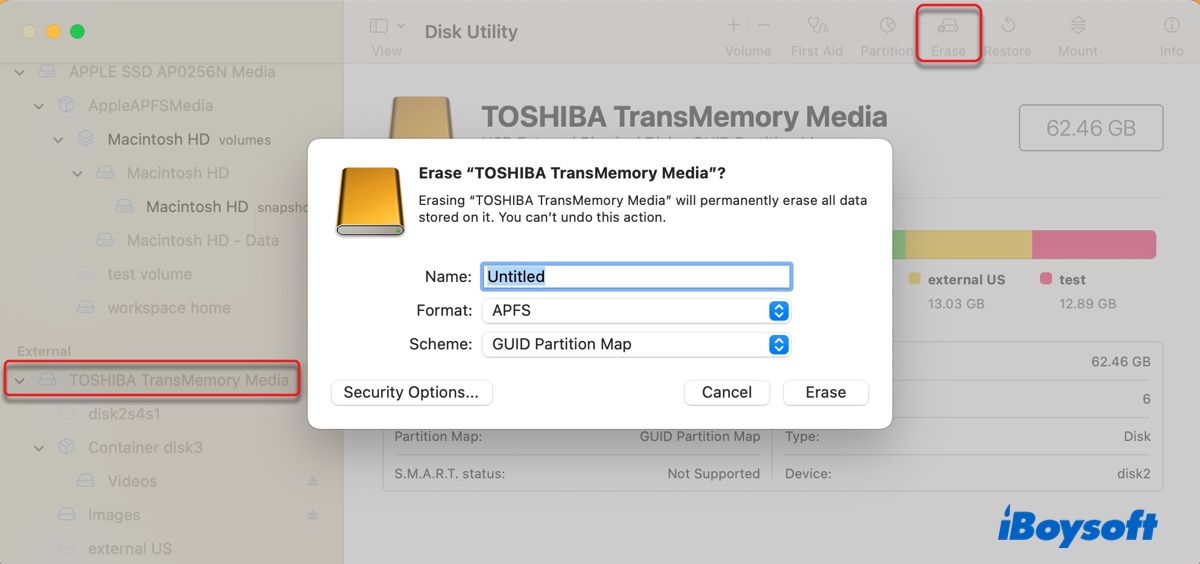 Formatieren Sie das nicht einhängbare Laufwerk, um den Fehler 49153 von com apple diskmanagement disenter zu beheben