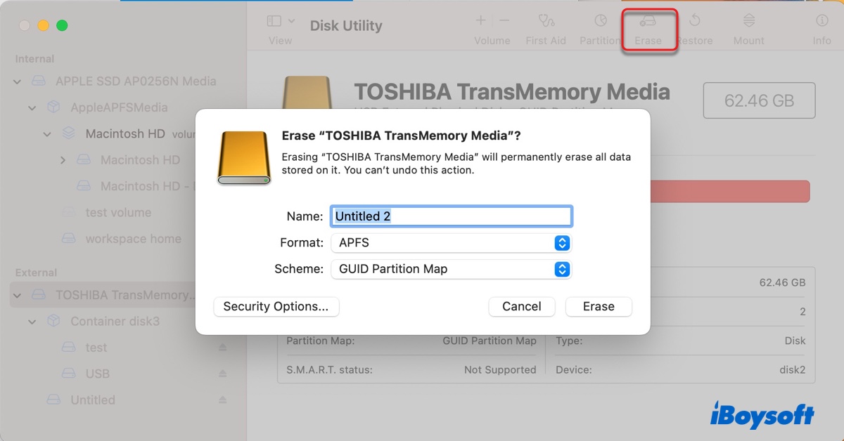 Formatar o drive inacessível no Mac