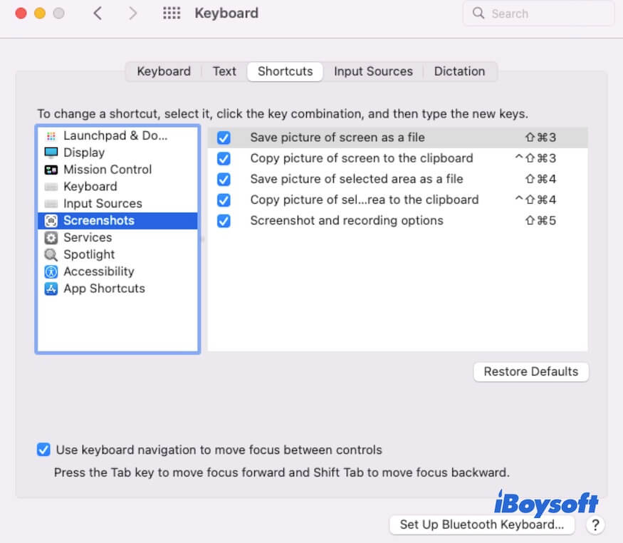 reset screenshots settings on Mac